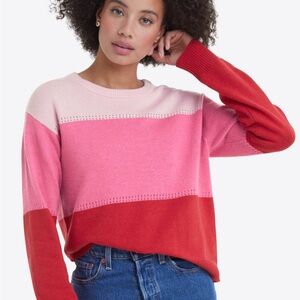 Draper James Crewneck Sweater in Pink Colorblock